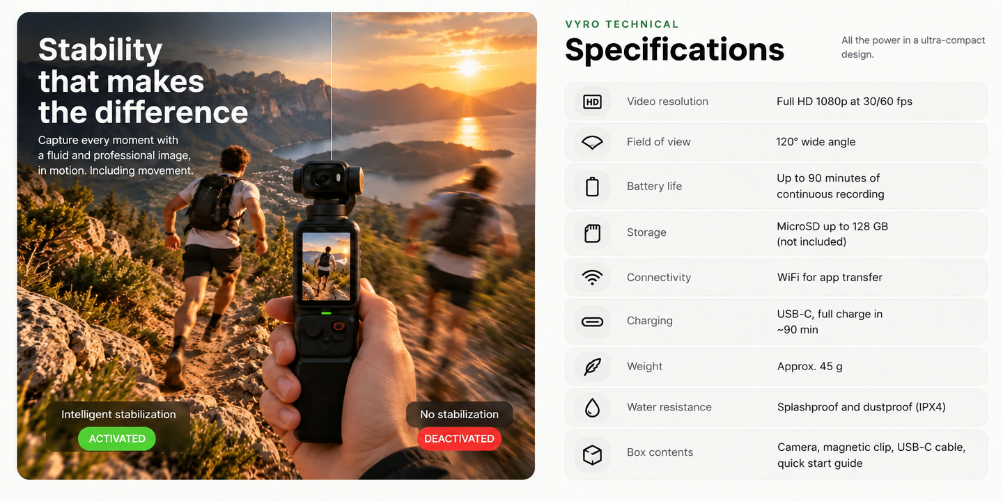 VYRO Pocket Pro specifications